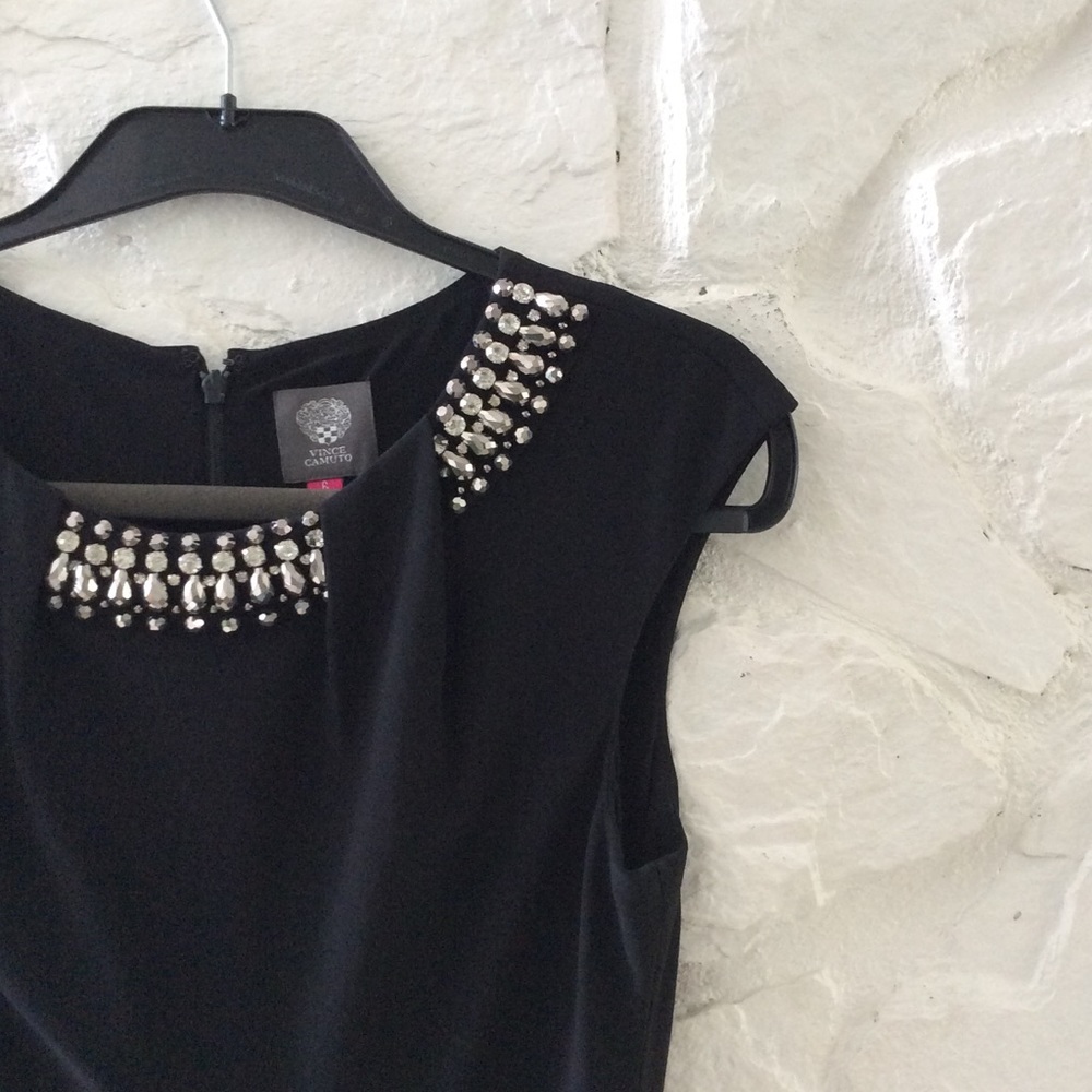 Vince Camuto Black Ribbed Sheath Cocktail Maxi - Picture 3 of 7